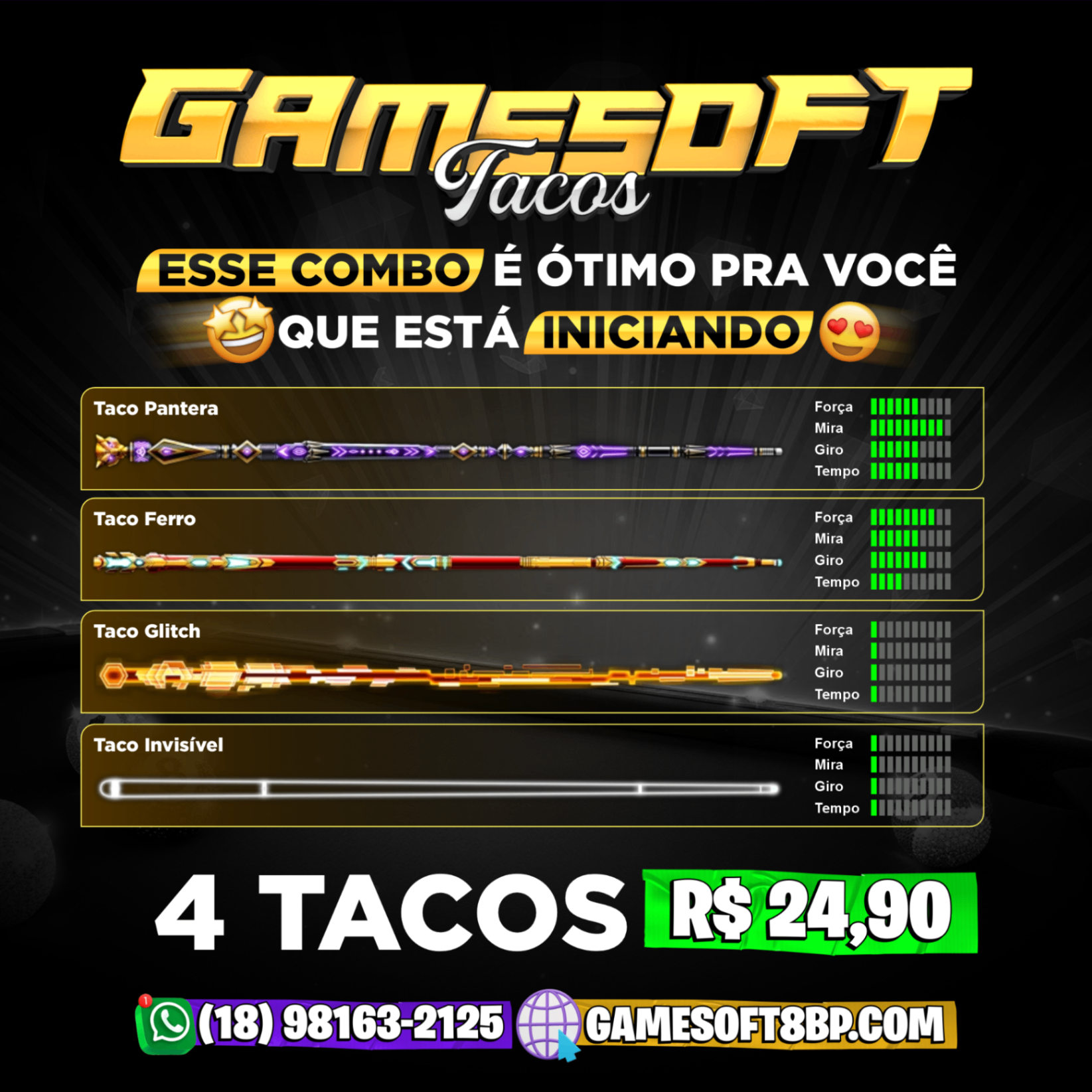 4 TACOS POR 24,90