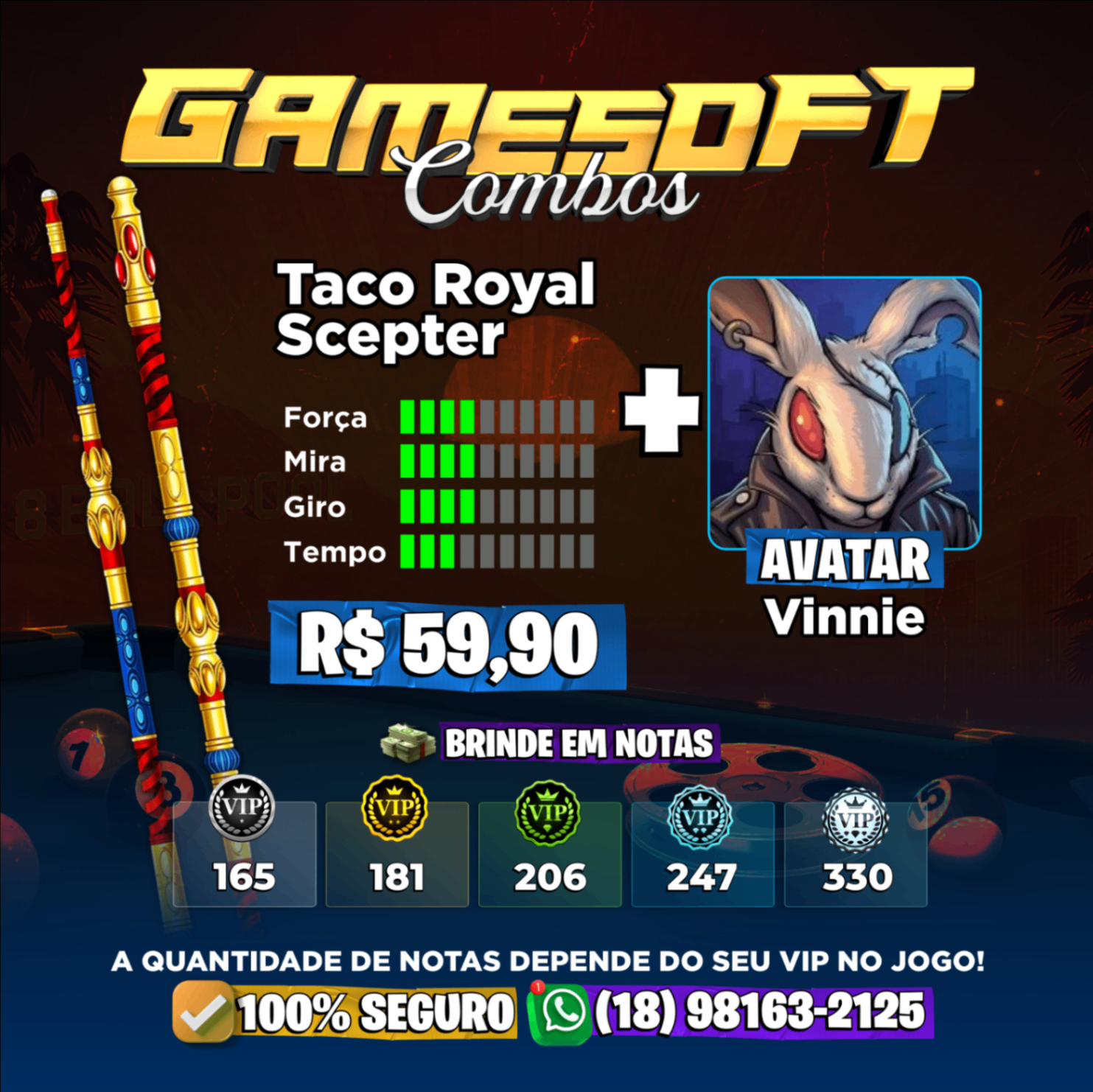 [RARO] TACO ROYAL + AVATAR VINNIE + NOTAS