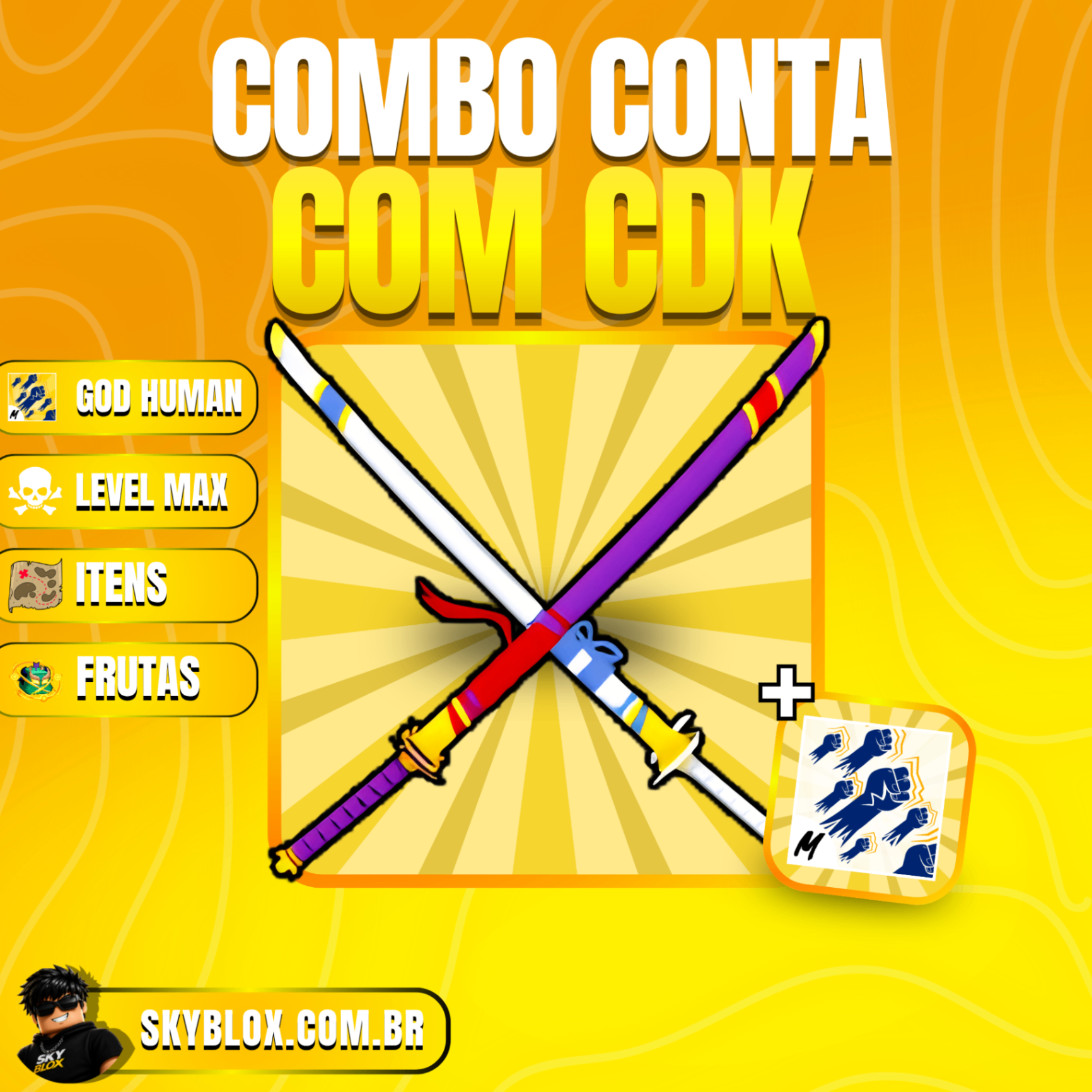 ⚔️ COMBO CDK!  Level Max + God Human + Itens e Frutas Random