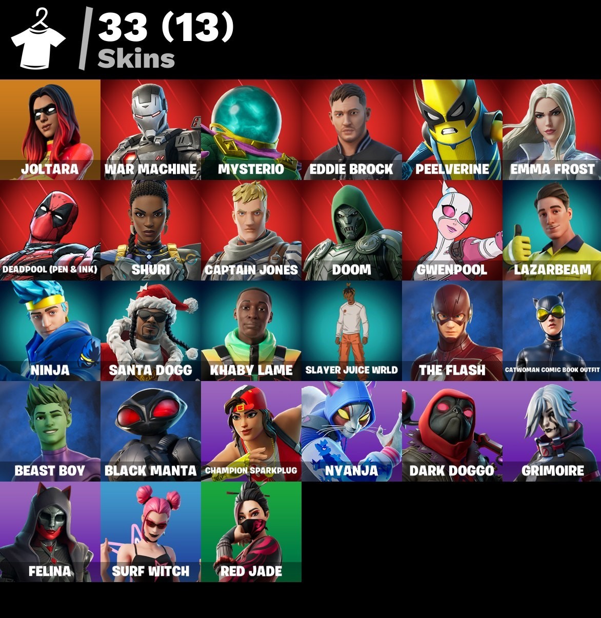 33 SKINS + 13 DE LOJA + FULL ACESSO + TRYHARDS