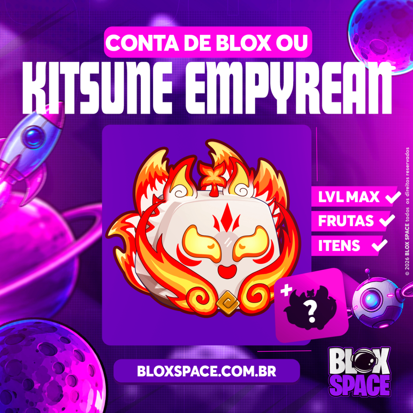 「🦊」KITSUNE EMPYREAN OU CONTA DE BLOX FRUITS GARANTIDA!!! TESTE SUA SORTE 🔥