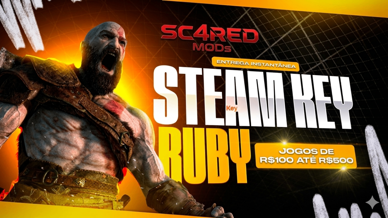 2X STEAM KEY RUBY R$100 ATÈ R$500 + 10 JOGOS BRINDE