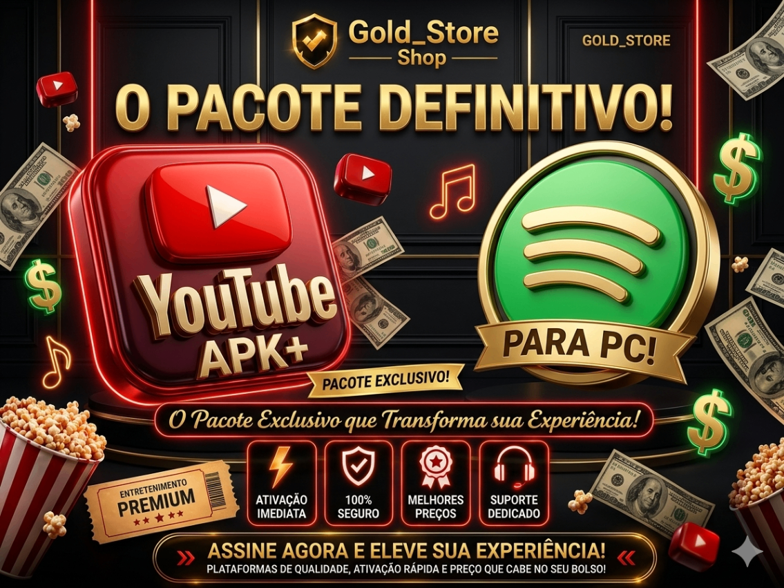 Youtube Premium+Spotify Premium | Duração 1 Ano