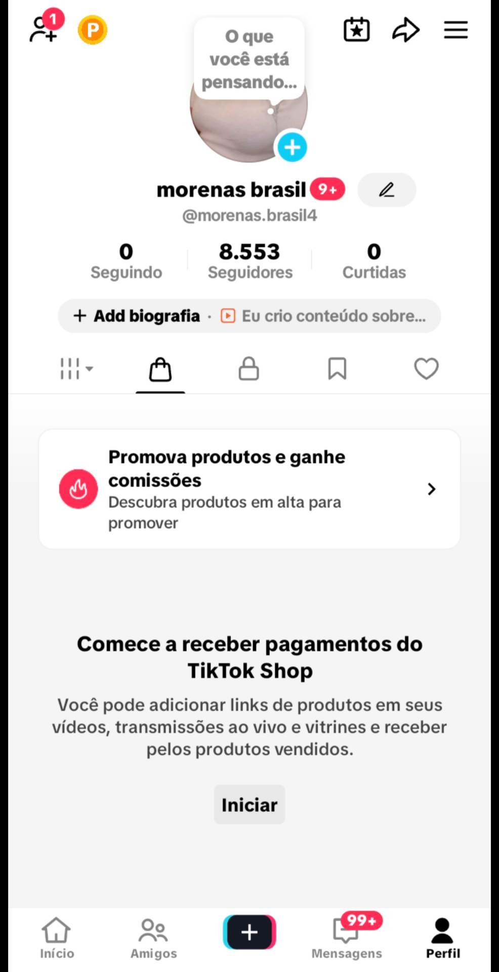 TikTok 8 mil seguidores com Shop Ativo