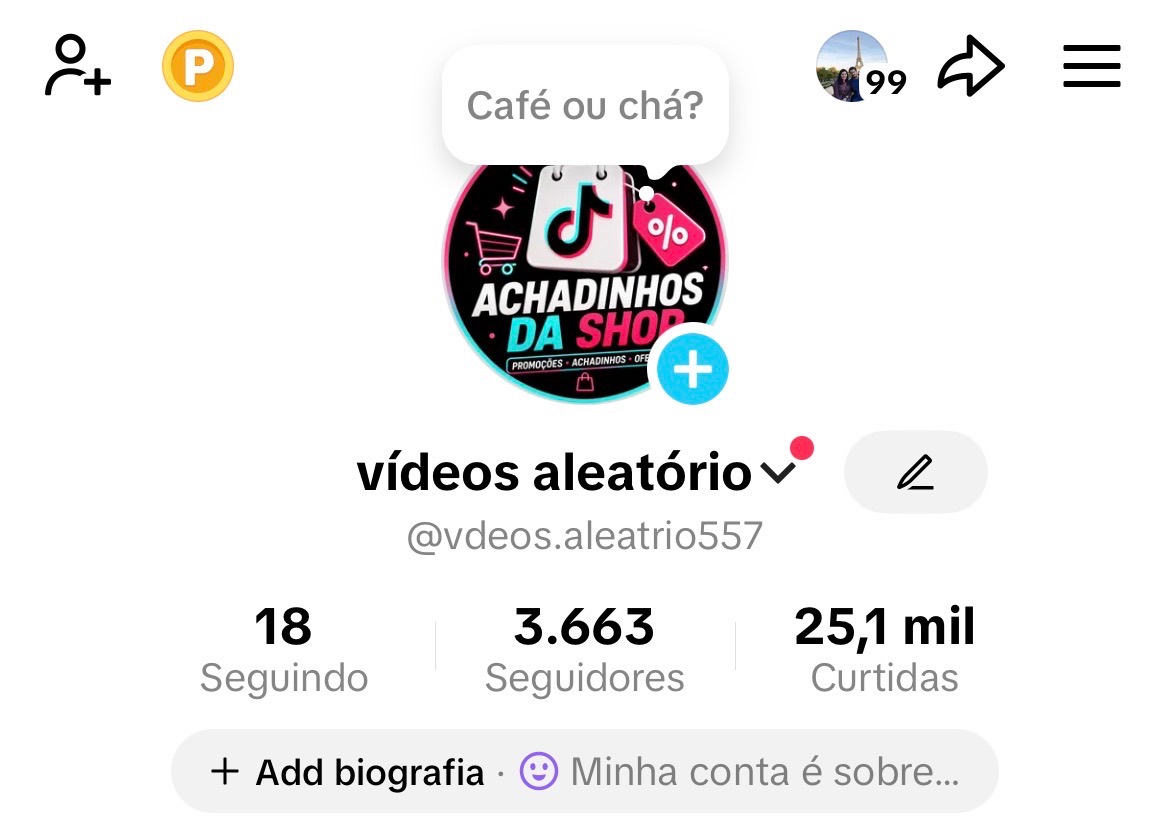 Conta Tiktok Shop +3K de Seguidores