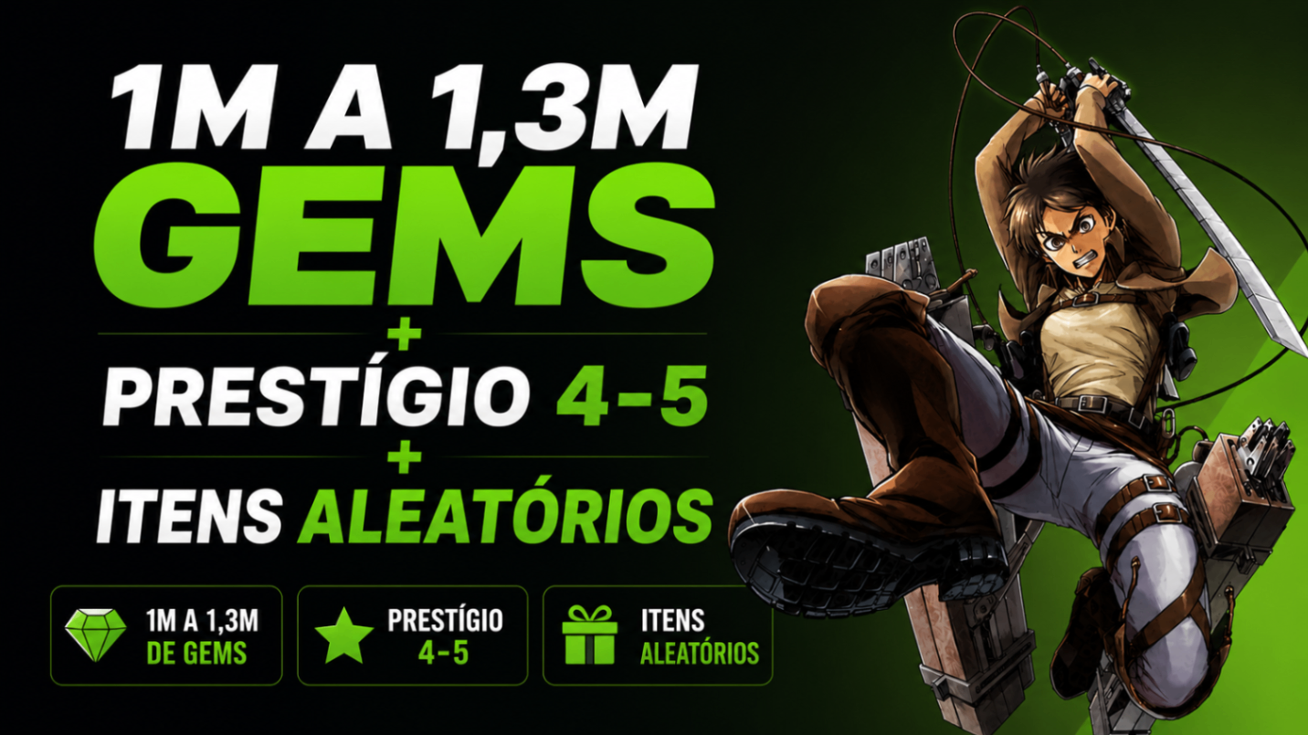 ⚔️ Conta Avançada | 1M+ Gems | Prestígio 4–5 | Itens Surpresas